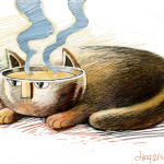 Cat with soup for brains colour